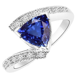 Runder Diamant Trillion Saphir Edelstein Ring Spannung Stil 3 Karat