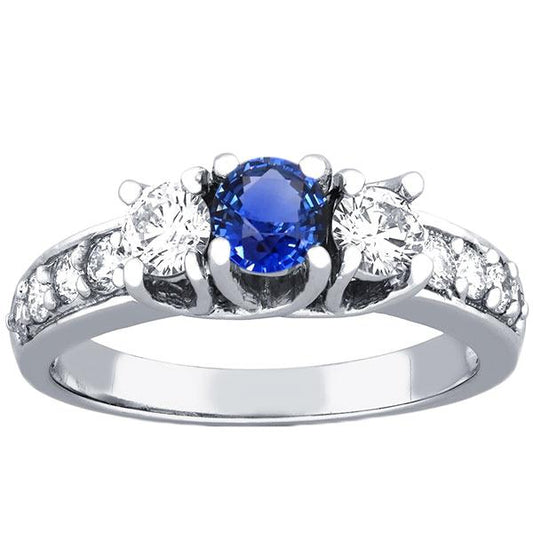 Runder Diamant- und Saphirring mit Akzenten 2,50 Karat Gitterfassung - harrychadent.ch