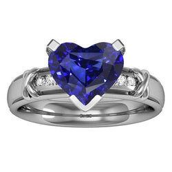 Runder Diamant-Verlobungsring 3 Karat Ceylon Blue Sapphire X Style