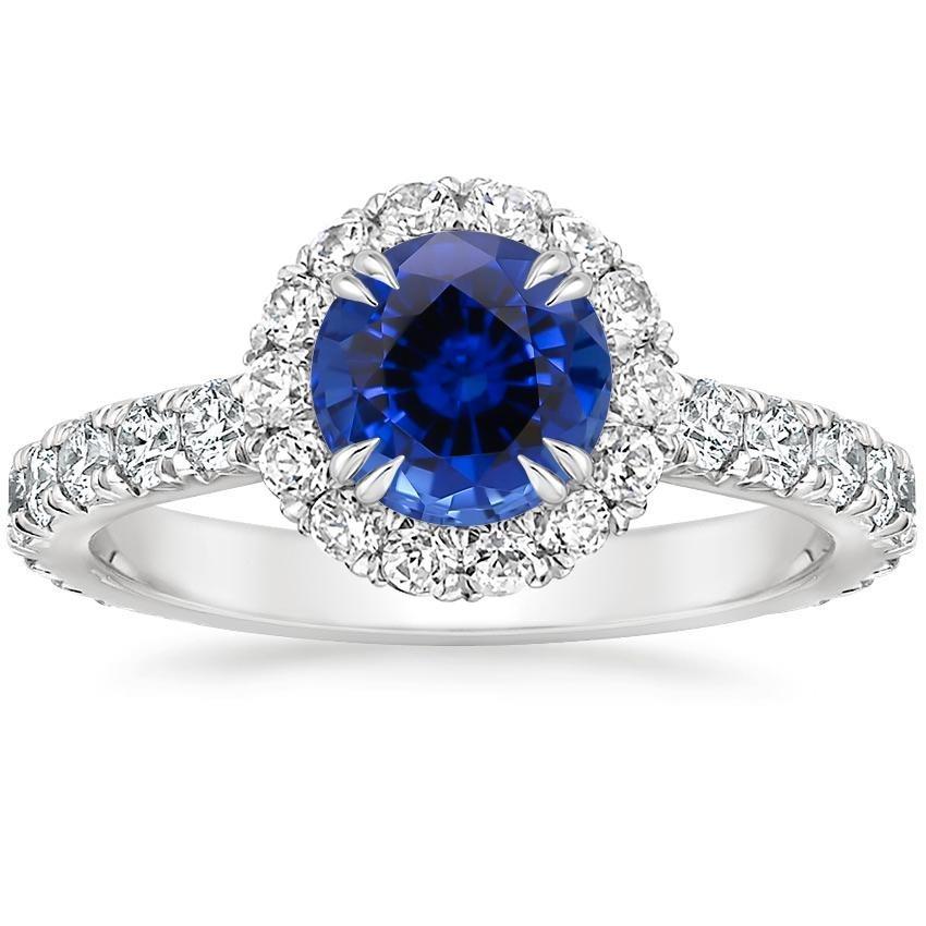 Runder Diamant-Verlobungsring Halo Ceylon Saphir Schmuck 3,50 Karat - harrychadent.ch