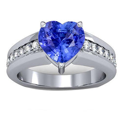 Runder Diamant-Verlobungsring Herz Naturblauer Saphir 3,50 Karat