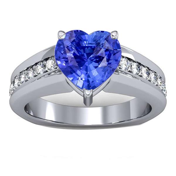 Runder Diamant-Verlobungsring Herz Naturblauer Saphir 3,50 Karat - harrychadent.ch