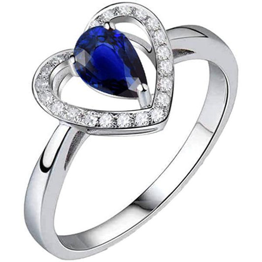 Runder Diamantring Birnenschliff Blauer Saphir Herzstil 3 Karat - harrychadent.ch