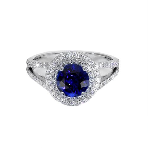 Runder Diamantring Halo Blauer Saphir 3,50 Karat Neu Edelstein Gold - harrychadent.ch