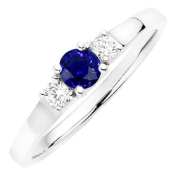 Runder Diamantschmuck 3 Steine Ceylon Saphir Ring Gold 1,50 Karat