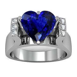 Runder Diamantschmuck Natursaphir Ring Bar Set Stil 3,50 Karat