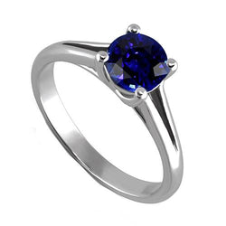 Runder Gold Solitaire Ceylon Saphir Ring U Krappenfassung 1,50 Karat