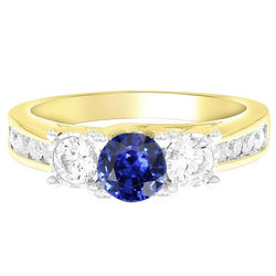 Runder Saphir-Edelstein-Ring Channel Set Diamanten 4 Karat