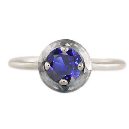 Runder Solitär Blauer Saphir Ring 1 Karat 4 Zinken Edelsteinschmuck - harrychadent.ch