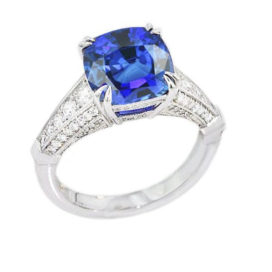 Rundes Diamant Schmuckkissen Ceylon Saphir 3,50 Karat Gold - harrychadent.ch