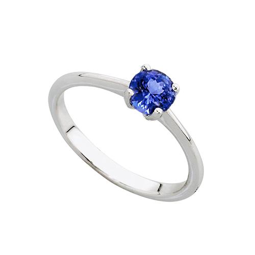 Rundschliff 2 Karat Solitär Tansanit Ehering 14K Weißgold - harrychadent.ch
