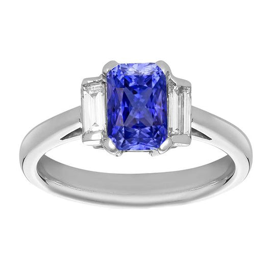 Saphir & Baguette Diamant Jubiläumsring 3 Karat Kathedrale Fassung - harrychadent.ch