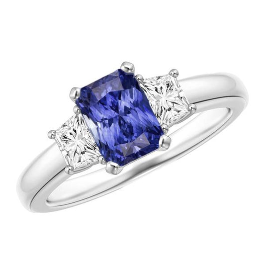 Saphir-Edelstein-Schmuck 3-Stein-Trapez-Diamant-Ring 2,50 Karat - harrychadent.ch