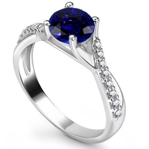 Saphir-Solitärring mit Diamantakzenten Twisted Shank 2,50 Karat - harrychadent.ch