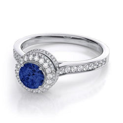 Saphir und Diamant Ehering Schmuck Gold Weiß 3 Karat Rundschliff