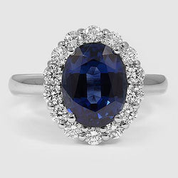 Saphir und Diamanten 8.50 Karat Ehering Weißgold 14K