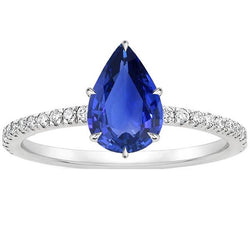 Saphir-Verlobungsring Blauer Birnenschliff mit Diamantakzenten 5 Karat