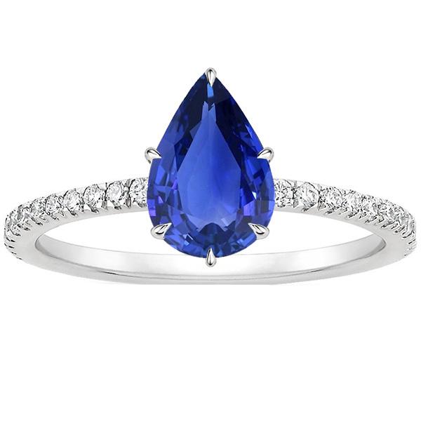 Saphir-Verlobungsring Blauer Birnenschliff mit Diamantakzenten 5 Karat - harrychadent.ch