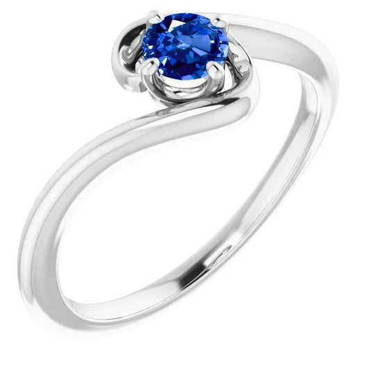 Saphirstein Ring Freiform Schaft 1 Karat Weißgold 14K - harrychadent.ch