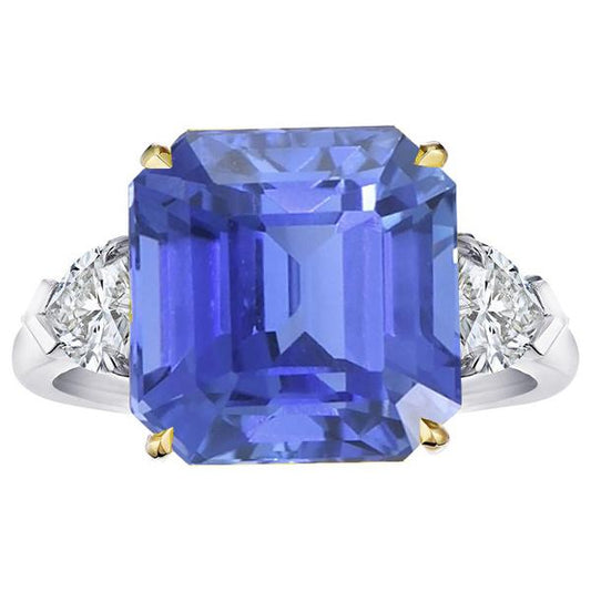 Smaragd 3 Stein Diamant Ring Blauer Saphir 5 Karat Zweifarbiges Gold - harrychadent.ch