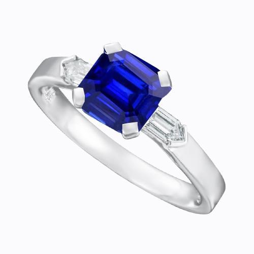 Smaragd 3 Stein Diamant Saphir Ring 1,75 Karat Konische Baguettes - harrychadent.ch