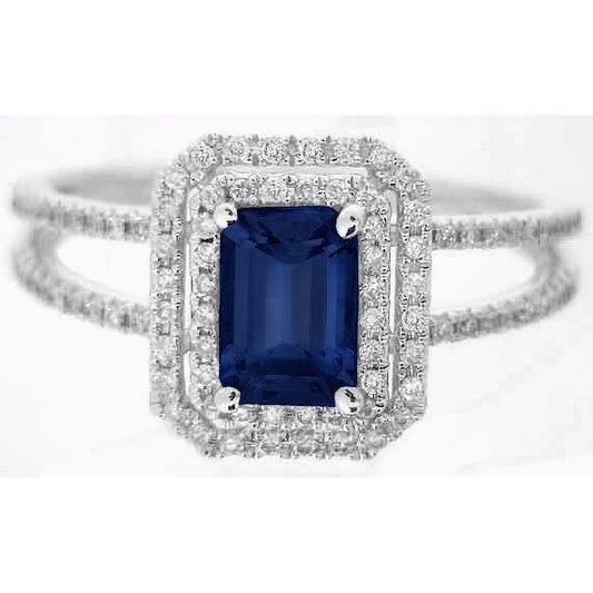 Smaragd Ceylon Saphir Schmuck Diamantring Weißgold 14K 3 Karat - harrychadent.ch