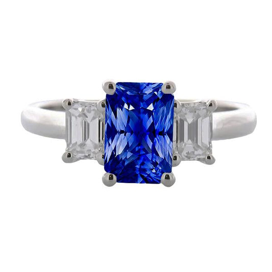 Smaragd Diamant 3 Stein Saphir Ring 3 Karat 4 Krappen Korbfassung - harrychadent.ch