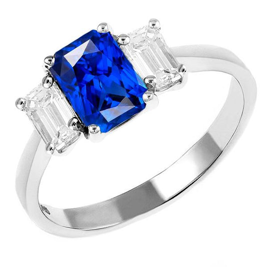 Smaragd Diamant 3 Steine Saphir Jubiläumsring 2.50 Karat Gold 14K - harrychadent.ch