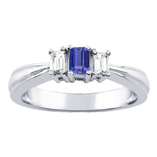 Smaragd Diamant & Ceylon Saphir Ring 3 Stein 2 Karat Konischer Schaft - harrychadent.ch