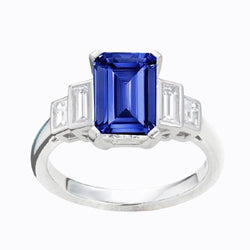 Smaragd Diamant Saphir Jubiläumsring 2.50 Karat Damen Gold 14K