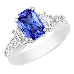 Smaragd Diamant & Saphir Ring 3 Steine Stil 4,50 Karat Kanalset