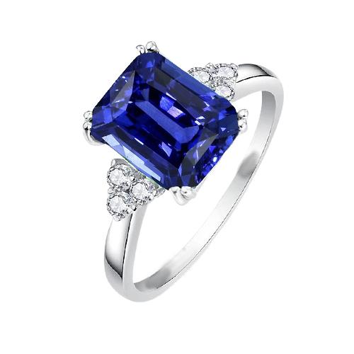 Strahlender Diamantring Tiefblauer Saphir 3 Karat 14K Gold - harrychadent.ch