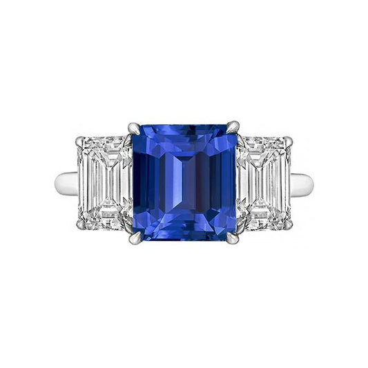 Smaragd Drei Stein Blauer Saphir Ring 3 Karat Goldschmuck - harrychadent.ch