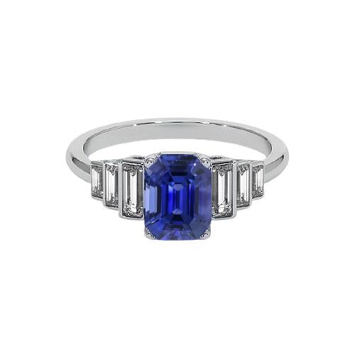 Smaragd Edelstein Ring Ceylon Saphir & Baguette Diamanten 2,50 Karat - harrychadent.ch