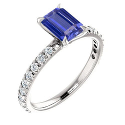 Smaragd Saphir Edelstein Ring Pave Set Diamanten 3,50 Karat
