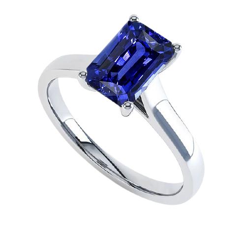 Radiant Solitaire 2 Karat Weißgold Ceylon Saphir Ring - harrychadent.ch