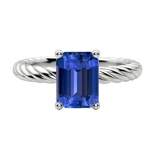 Smaragd Solitaire Blauer Saphir Ring Gold Twisted Rope Style 2 Karat - harrychadent.ch