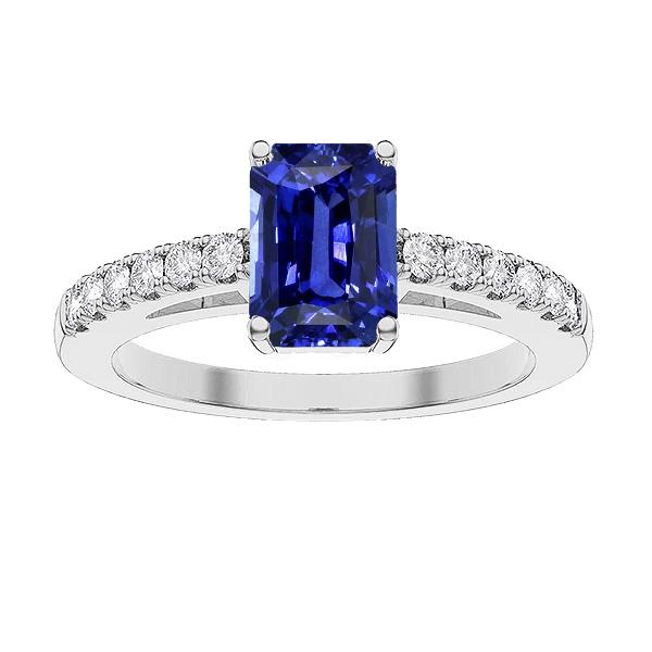 Radiant Solitaire mit Diamantakzenten Ring Blauer Saphir 3.50 Karat - harrychadent.ch