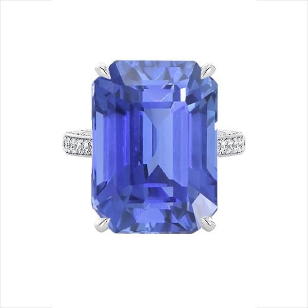 Smaragd-Solitär-Ceylon-Saphir-Ring mit Akzenten 5 Karat - harrychadent.ch