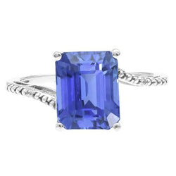 Smaragd-Solitär-Ehering Blauer Saphir 2,50 Karat
