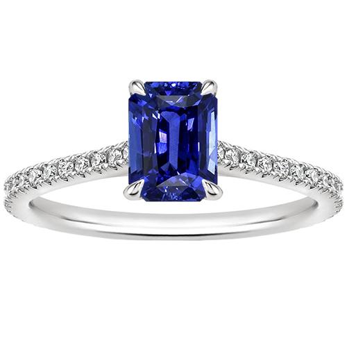 Strahlender Solitärring mit Akzenten Blauer Saphir & Diamant 4 Karat - harrychadent.ch