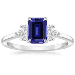 Smaragd srilankischer Saphir-Diamant-Verlobungsring 2,50 Karat
