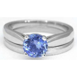 Solitaire 3 Karat Ceylon Saphir Ring Set 14K Neu
