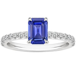 Solitaire Accents Ring Pave Set Blauer Saphir & Diamant 4,50 Karat