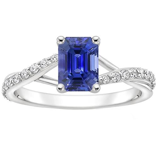 Solitaire Accents Ring Split Shank Blauer Saphir & Diamant 4 Karat - harrychadent.ch