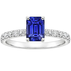 Solitaire Accents Ring Sri Lankan Saphir & Diamant 4,25 Karat