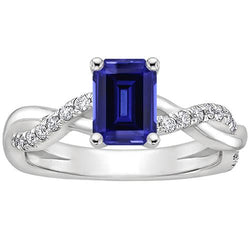 Solitaire Akzente Ring Blauer Saphir & Diamant 4 Karat Infinity Style