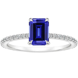 Solitaire Akzente Ring Smaragd Sri Lanka Saphir & Diamant 4 Karat
