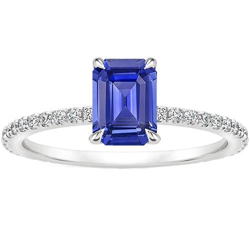 Solitaire Akzente Ring Smaragdblauer Saphir & Diamant 4 Karat - harrychadent.ch