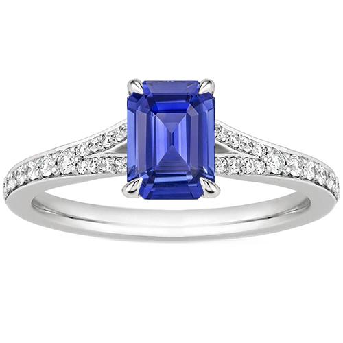 Solitaire Akzente Ring Weißgold Blauer Saphir & Diamant 4 Karat - harrychadent.ch